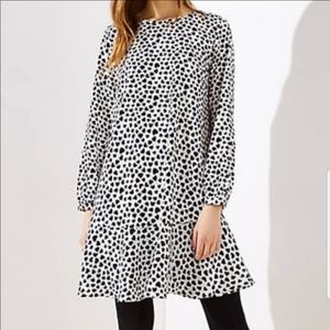 Loft Flouce Heart White/Black Dress NWT Size M
